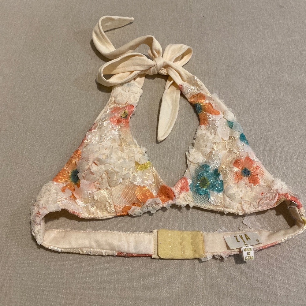 Zya halterneck bralette in mesh floral (part of set)